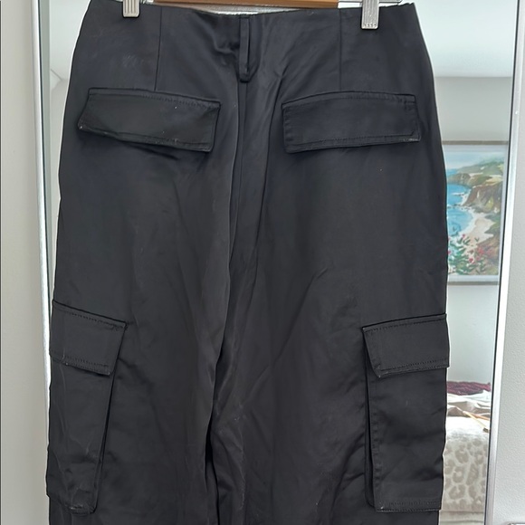 Zara Satin Black Cargo Pants - Small - Picture 2 of 4